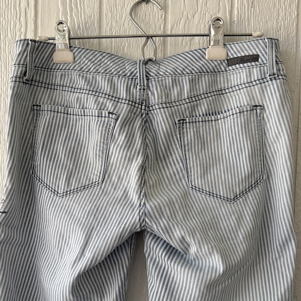 Anthropologie Level 99 Railroad Stripe Lily Skinny Straight Denim Jeans sz 28 - Picture 4 of 7